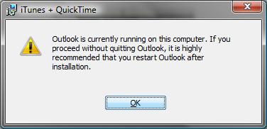 iTunes Doesnt Like Outlook