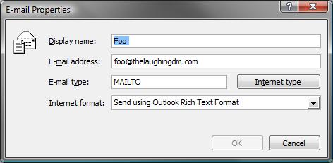 Email Address Properties (Wrong)